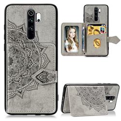 Mandala Flower Cloth Multifunction Stand Card Leather Phone Case for Mi Xiaomi Redmi Note 8 Pro - Gray