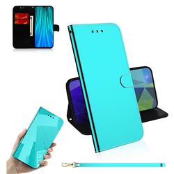 Shining Mirror Like Surface Leather Wallet Case for Mi Xiaomi Redmi Note 8 Pro - Mint Green