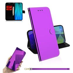 Shining Mirror Like Surface Leather Wallet Case for Mi Xiaomi Redmi Note 8 Pro - Purple