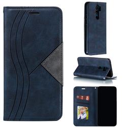 Retro S Streak Magnetic Leather Wallet Phone Case for Mi Xiaomi Redmi Note 8 Pro - Blue