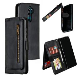 Multifunction 9 Cards Leather Zipper Wallet Phone Case for Mi Xiaomi Redmi Note 8 Pro - Black