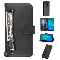 Retro Luxury Zipper Leather Phone Wallet Case for Mi Xiaomi Redmi Note 8 Pro - Black