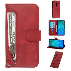Retro Luxury Zipper Leather Phone Wallet Case for Mi Xiaomi Redmi Note 8 Pro - Red