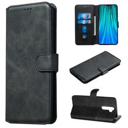 Retro Calf Matte Leather Wallet Phone Case for Mi Xiaomi Redmi Note 8 Pro - Black