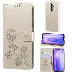 Embossing Rose Flower Leather Wallet Case for Mi Xiaomi Redmi Note 8 Pro - Golden