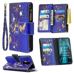 Purple Butterfly Binfen Color BF03 Retro Zipper Leather Wallet Phone Case for Mi Xiaomi Redmi Note 8 Pro