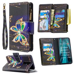 Golden Shining Butterfly Binfen Color BF03 Retro Zipper Leather Wallet Phone Case for Mi Xiaomi Redmi Note 8 Pro