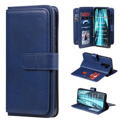 Multi-function Ten Card Slots and Photo Frame PU Leather Wallet Phone Case Cover for Mi Xiaomi Redmi Note 8 Pro - Dark Blue