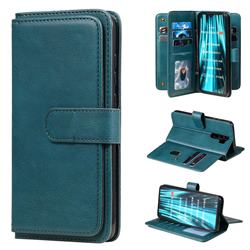 Multi-function Ten Card Slots and Photo Frame PU Leather Wallet Phone Case Cover for Mi Xiaomi Redmi Note 8 Pro - Dark Green