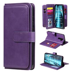 Multi-function Ten Card Slots and Photo Frame PU Leather Wallet Phone Case Cover for Mi Xiaomi Redmi Note 8 Pro - Violet
