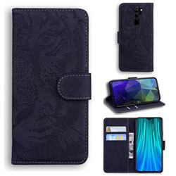 Intricate Embossing Tiger Face Leather Wallet Case for Mi Xiaomi Redmi Note 8 Pro - Black