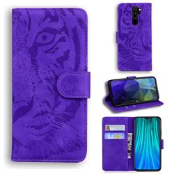 Intricate Embossing Tiger Face Leather Wallet Case for Mi Xiaomi Redmi Note 8 Pro - Purple