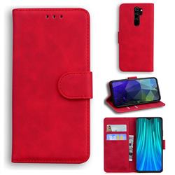 Retro Classic Skin Feel Leather Wallet Phone Case for Mi Xiaomi Redmi Note 8 Pro - Red