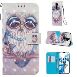 Sweet Gray Owl 3D Painted Leather Wallet Case for Mi Xiaomi Redmi Note 8 Pro