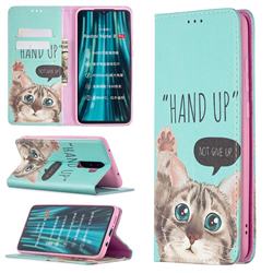 Hand Up Cat Slim Magnetic Attraction Wallet Flip Cover for Mi Xiaomi Redmi Note 8 Pro