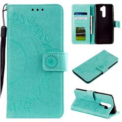 Intricate Embossing Datura Leather Wallet Case for Mi Xiaomi Redmi Note 8 Pro - Mint Green