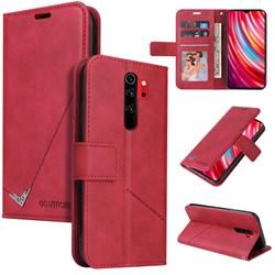 GQ.UTROBE Right Angle Silver Pendant Leather Wallet Phone Case for Mi Xiaomi Redmi Note 8 Pro - Red