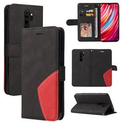 Luxury Two-color Stitching Leather Wallet Case Cover for Mi Xiaomi Redmi Note 8 Pro - Black