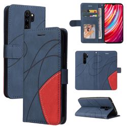 Luxury Two-color Stitching Leather Wallet Case Cover for Mi Xiaomi Redmi Note 8 Pro - Blue