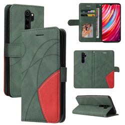 Luxury Two-color Stitching Leather Wallet Case Cover for Mi Xiaomi Redmi Note 8 Pro - Green