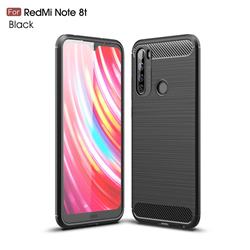 Luxury Carbon Fiber Brushed Wire Drawing Silicone TPU Back Cover for Mi Xiaomi Redmi Note 8T - Black