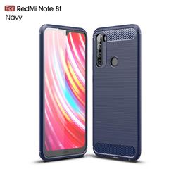 Luxury Carbon Fiber Brushed Wire Drawing Silicone TPU Back Cover for Mi Xiaomi Redmi Note 8T - Navy