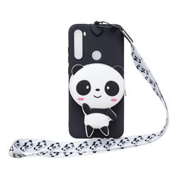 White Panda Neck Lanyard Zipper Wallet Silicone Case for Mi Xiaomi Redmi Note 8T