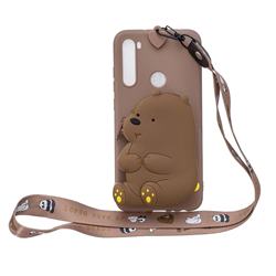Brown Bear Neck Lanyard Zipper Wallet Silicone Case for Mi Xiaomi Redmi Note 8T