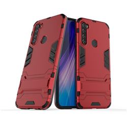Armor Premium Tactical Grip Kickstand Shockproof Dual Layer Rugged Hard Cover for Mi Xiaomi Redmi Note 8T - Wine Red
