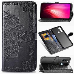 Embossing Imprint Mandala Flower Leather Wallet Case for Mi Xiaomi Redmi Note 8T - Black