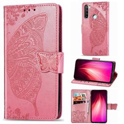 Embossing Mandala Flower Butterfly Leather Wallet Case for Mi Xiaomi Redmi Note 8T - Pink