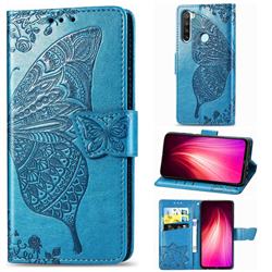 Embossing Mandala Flower Butterfly Leather Wallet Case for Mi Xiaomi Redmi Note 8T - Blue