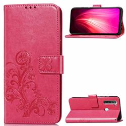 Embossing Imprint Four-Leaf Clover Leather Wallet Case for Mi Xiaomi Redmi Note 8T - Rose