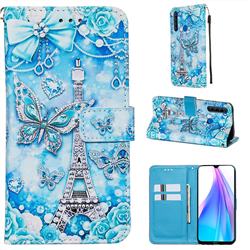 Tower Butterfly Matte Leather Wallet Phone Case for Mi Xiaomi Redmi Note 8T