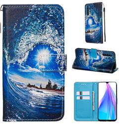 Waves and Sun Matte Leather Wallet Phone Case for Mi Xiaomi Redmi Note 8T