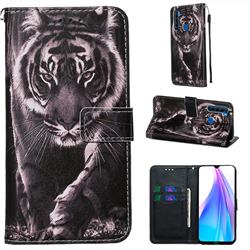 Black and White Tiger Matte Leather Wallet Phone Case for Mi Xiaomi Redmi Note 8T