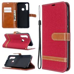 Jeans Cowboy Denim Leather Wallet Case for Mi Xiaomi Redmi Note 8T - Red