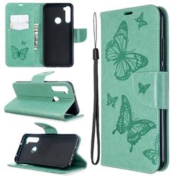 Embossing Double Butterfly Leather Wallet Case for Mi Xiaomi Redmi Note 8T - Green