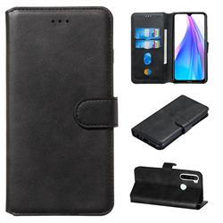 Retro Calf Matte Leather Wallet Phone Case for Mi Xiaomi Redmi Note 8T - Black