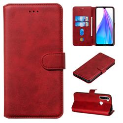 Retro Calf Matte Leather Wallet Phone Case for Mi Xiaomi Redmi Note 8T - Red