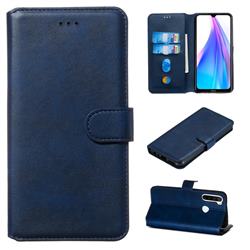 Retro Calf Matte Leather Wallet Phone Case for Mi Xiaomi Redmi Note 8T - Blue