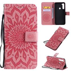 Embossing Sunflower Leather Wallet Case for Mi Xiaomi Redmi Note 8T - Pink