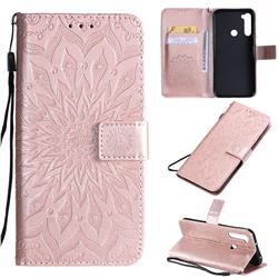 Embossing Sunflower Leather Wallet Case for Mi Xiaomi Redmi Note 8T - Rose Gold