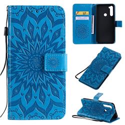 Embossing Sunflower Leather Wallet Case for Mi Xiaomi Redmi Note 8T - Blue