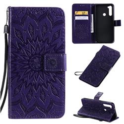 Embossing Sunflower Leather Wallet Case for Mi Xiaomi Redmi Note 8T - Purple