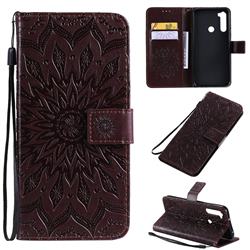 Embossing Sunflower Leather Wallet Case for Mi Xiaomi Redmi Note 8T - Brown