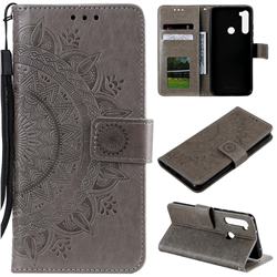 Intricate Embossing Datura Leather Wallet Case for Mi Xiaomi Redmi Note 8T - Gray