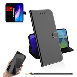 Shining Mirror Like Surface Leather Wallet Case for Mi Xiaomi Redmi Note 8T - Black