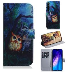 Oil Painting Owl PU Leather Wallet Case for Mi Xiaomi Redmi Note 8T