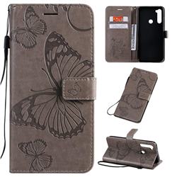 Embossing 3D Butterfly Leather Wallet Case for Mi Xiaomi Redmi Note 8T - Gray